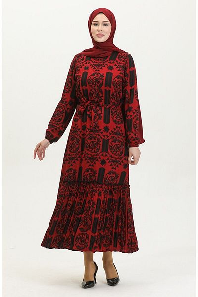 Gelince Alisa Farbalı Belted Viscose Dress