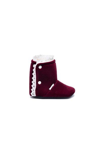 First Step Burgundy Velvet Home Boots