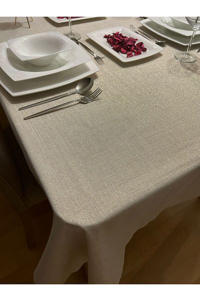 Zeren Home Gold Glitter Polyester Linen Tablecloth
