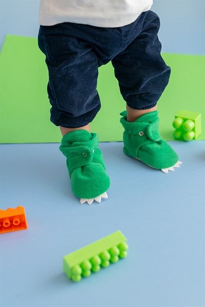 First Step Monster Non-Slip Base Cotton Lined Snap Slippers