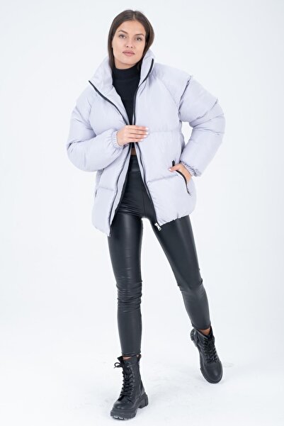 Polo State Γυναικείο μανίκι Raglan Stand Collar Age Of State Ασημένιο παλτό