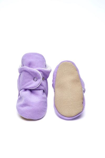 First Step Lilac Slippers with Non-Slip Base, Cotton Lining and Snap Fasteners