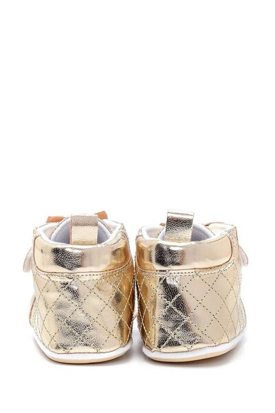 First Step Ribbon Flexible and Non-Slip First Step Shoes Gold F-529