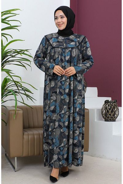 Gelince Φόρεμα Adile Plus Size με σχέδιο χτενισμένο βαμβακερό 4470