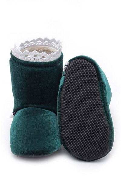 First Step F-819 Green Velvet Home Boots