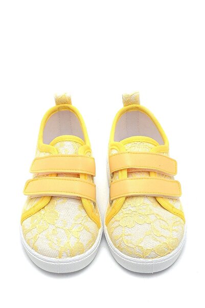 First Step Pantofi sport pentru copii din dantelă cu velcro dublu-galben-f-4005