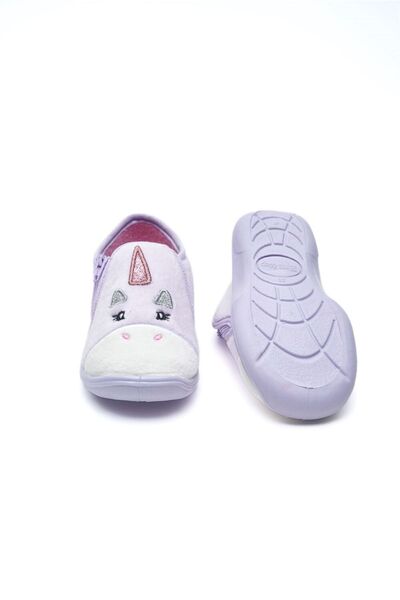 First Step Unicorn Fermuarlı Kadife Panduf