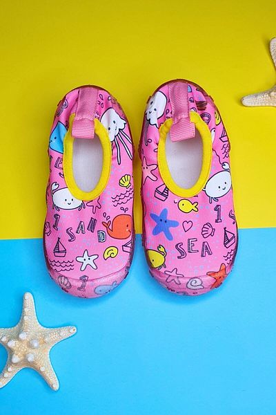 First Step Pantofi de mare cu talpă anti-alunecare pentru fete cu nisip roz de mare-F-7033