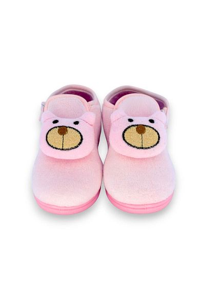 First Step Zippered Velvet Slippers with Pink Teddy Bear Accessories