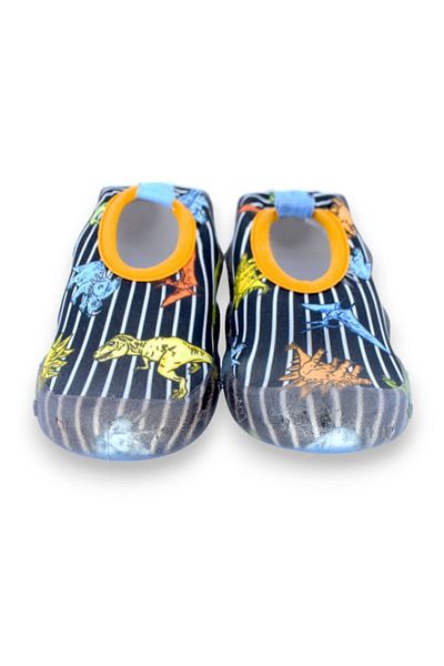 First Step Μαύρα ριγέ Dinosaur Boy's Αντιολισθητική σόλα Sea Shoes-F-7022