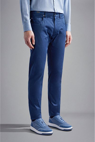 PAUL&SHARK Cotton Men's Blue Trousers - Regular Fit, Logo Detail C0P4013-050