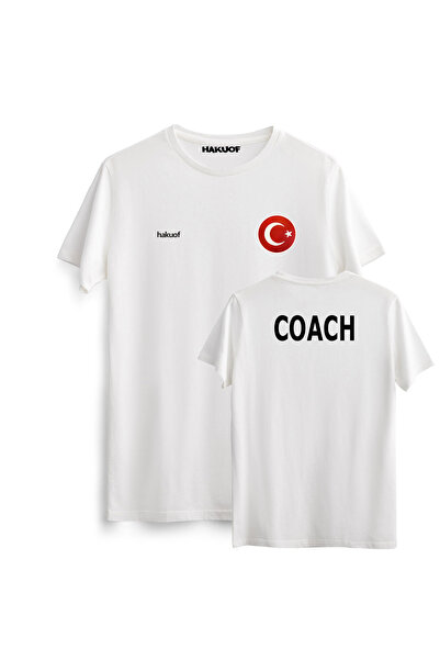 hakuof Antrenör Coach Tişört Orijinal Metalize Türk Bayrağı Spor Tişört Pamuklu