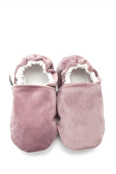 First Step Cotton Lined Velvet Anti-Slip Sole Booties-Dried Rose-f-847