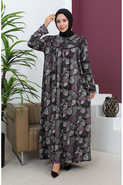 Gelince Φόρεμα Adile Plus Size με σχέδιο χτενισμένο βαμβακερό 4470