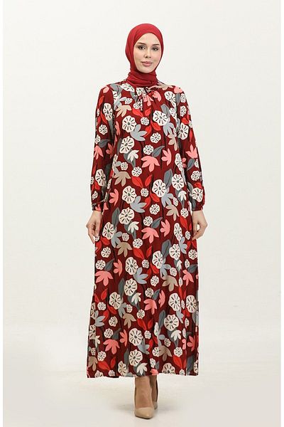 Gelince Azalea Plus Size Patterned Viscose Dress 44851G