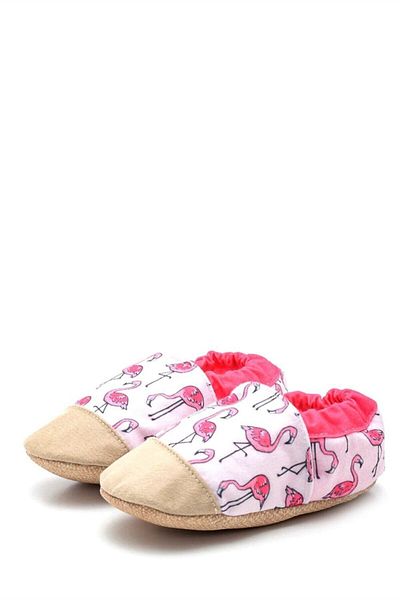 First Step Cotton Lined Non-Slip Sole Booties-flamingo-f-834
