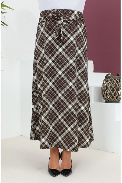 Gelince Patterned Belted Flared Skirt