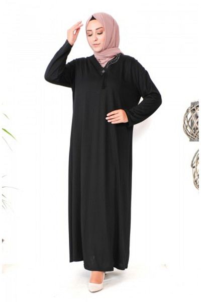 Gelince Plus Size Stone Printed Combed Cotton Dress