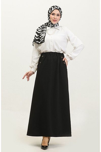 Gelince Plus Size Ahlem Skirt 4208 - Button Detailed
