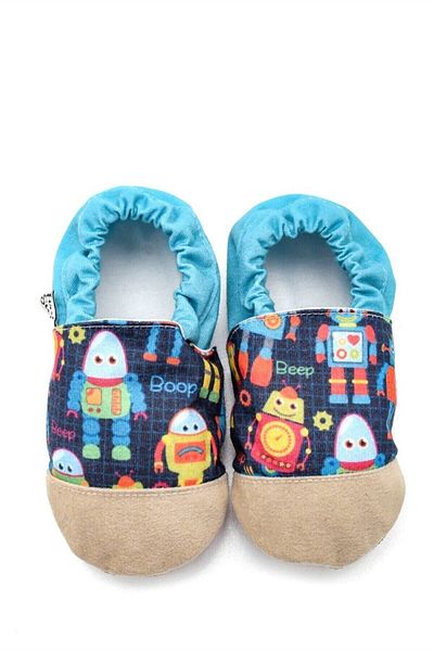 First Step Cotton Lined Non-Slip Sole Booties-robot-f-833
