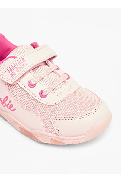 Barbie Logo Print Sneakers with Hook and Loop Closure