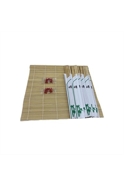 TRENDY Beyaz Chopstick 10 Ad Chopstick Aparatı 2 Ad Sushi Mat Sushi Sarma Has...