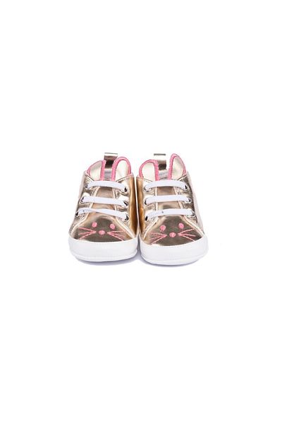 First Step Rabbit Embroidered Gold Patent Leather Booties