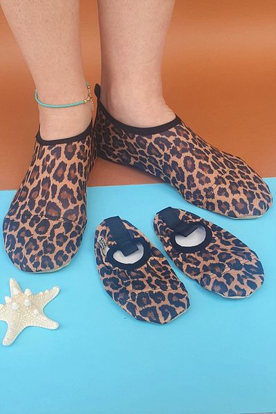 First Step Pantofi combinabili pentru piscină și mare cu model leopard pentru mama și fiica (vânduți separat)-F-902