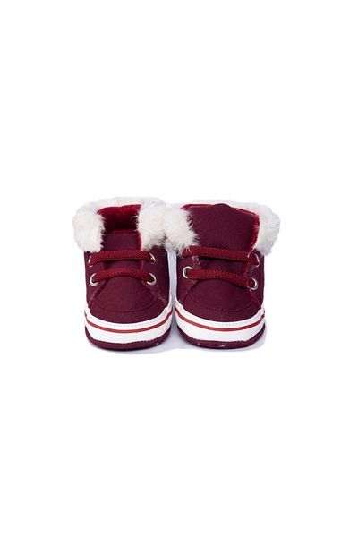 First Step Burgundy Boots with Suede Fur