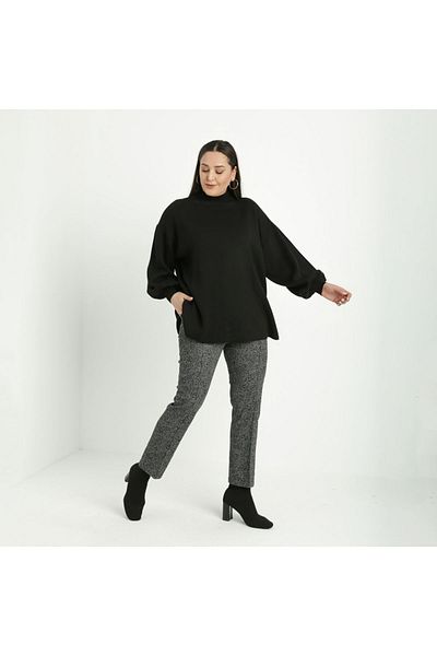 Gelince Jacquard Striped Plus Size Trousers 1037F