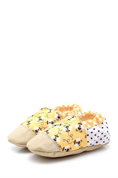 First Step Cotton Lined Non-Slip Sole Booties-yellow Arı-f-830