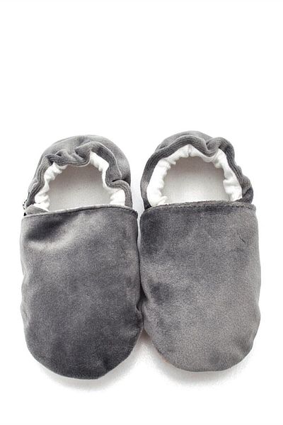First Step Cotton Lined Anti-Slip Sole Booties-Light Grey-f-847