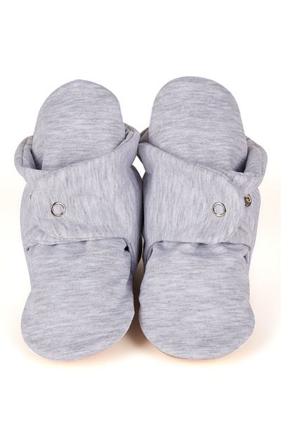 First Step Organic Cotton Melange Slippers with Non-Slip Base Snaps