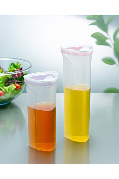 PERİBOİA 1 Adet Üçgen Basmatik Kapaklı Ölçekli Sıvı Yağlık  Sosluk 750 ML