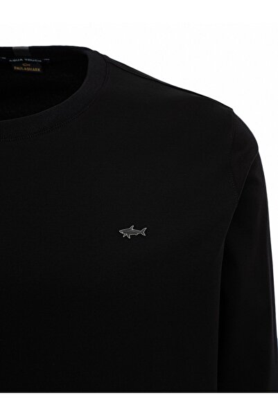 PAUL&SHARK Μαύρο ανδρικό μπλουζάκι - Βαμβακερό, μακρυμάνικο, καθημερινή χρήση, υφαντό - 14311635-11D