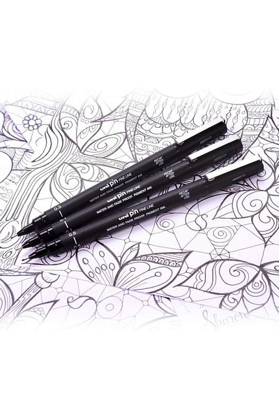 UNİ-BALL Uni Ball Pin 0.2 Technical Drawing Pen Black (3 Pieces)