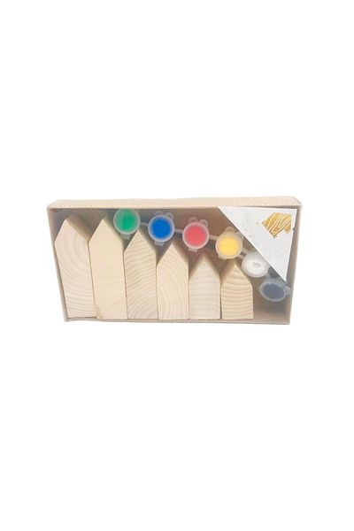PERİBOİA 13 Piece Decorative Peg Houses Painting Set
