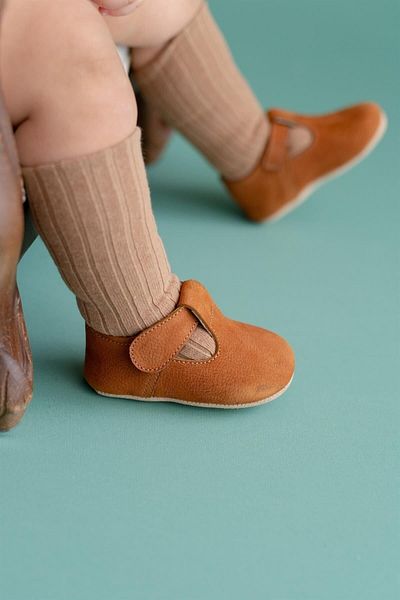 First Step Γνήσιο δέρμα Tan First Step Baby Shoes-d-472