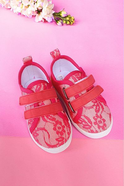 First Step Αθλητικά παιδικά παπούτσια με διπλό Velcro Lace-fuchsia-f-4005