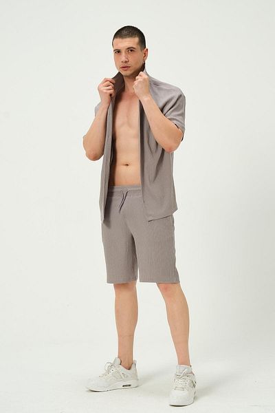 1434 Polo State Γκρι ανδρικό σορτς Regular Fit - Crinkle Fabric