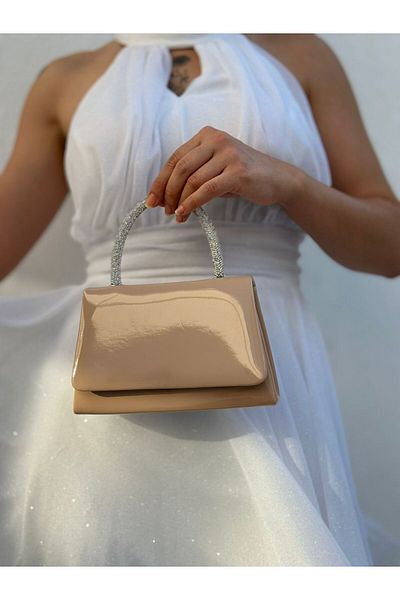 Sh Poly Rochie de seara din piele lacuita clutch dama - geanta de umar de noapte cu curea cu lant pentru nunta logodna