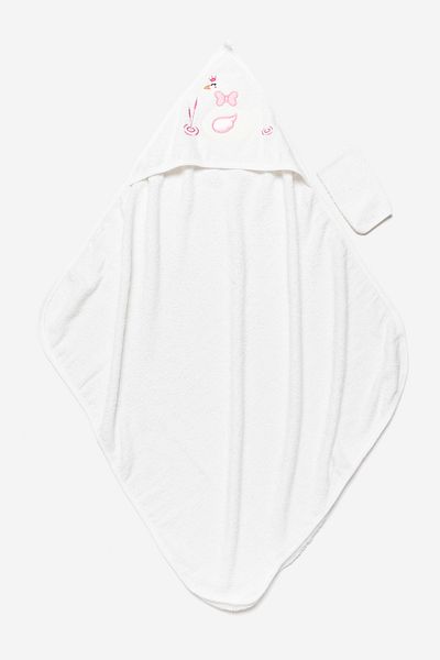 BEREKET BABY 75x75 cm Ecru and Pink Baby Bath Towel