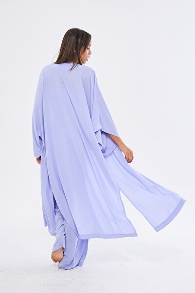GIA - ART Kimono 3 Parça Büstiyerli Lila Renk Alt-üst Takım (MEDİNE IPEĞİ)
