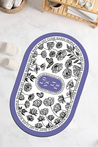 Else Dekor Covor de baie oval, absorbant de apă Blue Essence - preș toaletă 40x60cm