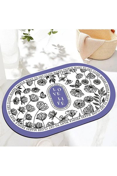Else Dekor Covor de baie oval, absorbant de apă Blue Essence - preș toaletă 40x60cm