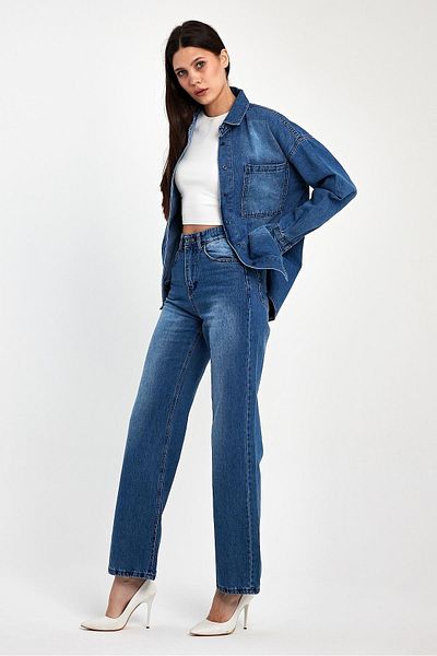 Basicpark Set de damă din denim din bumbac albastru închis - 100% bumbac