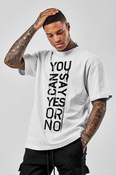 Pasage Azurco Oversize Yes or No εμπριμέ λευκό μπλουζάκι