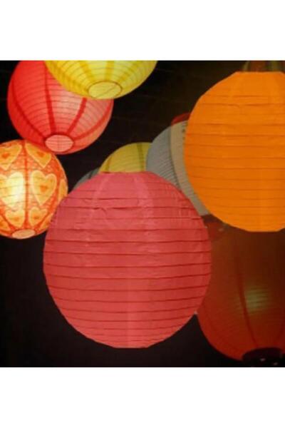 abnturk 25cm Dekoratif Kendinden Işıklı Pille Çalışan Asma Aparatlı Kağıt Çin Feneri