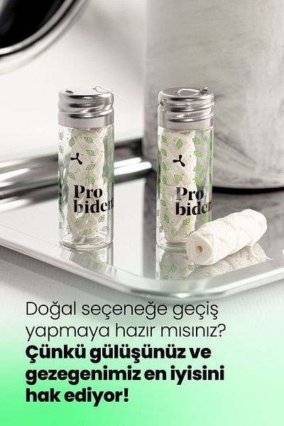 Probident Pure Silk Mint Flavored Dental Floss - Plastic-Free Sensitive Label Holder in 30m Glass Bottle