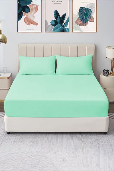 CASPARA Battal 180x200 Elastic Mint Double Sheet Set - 2 Pillowcases